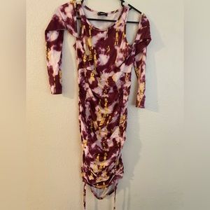 SHEIN tie dye off shoulder dress rouched
